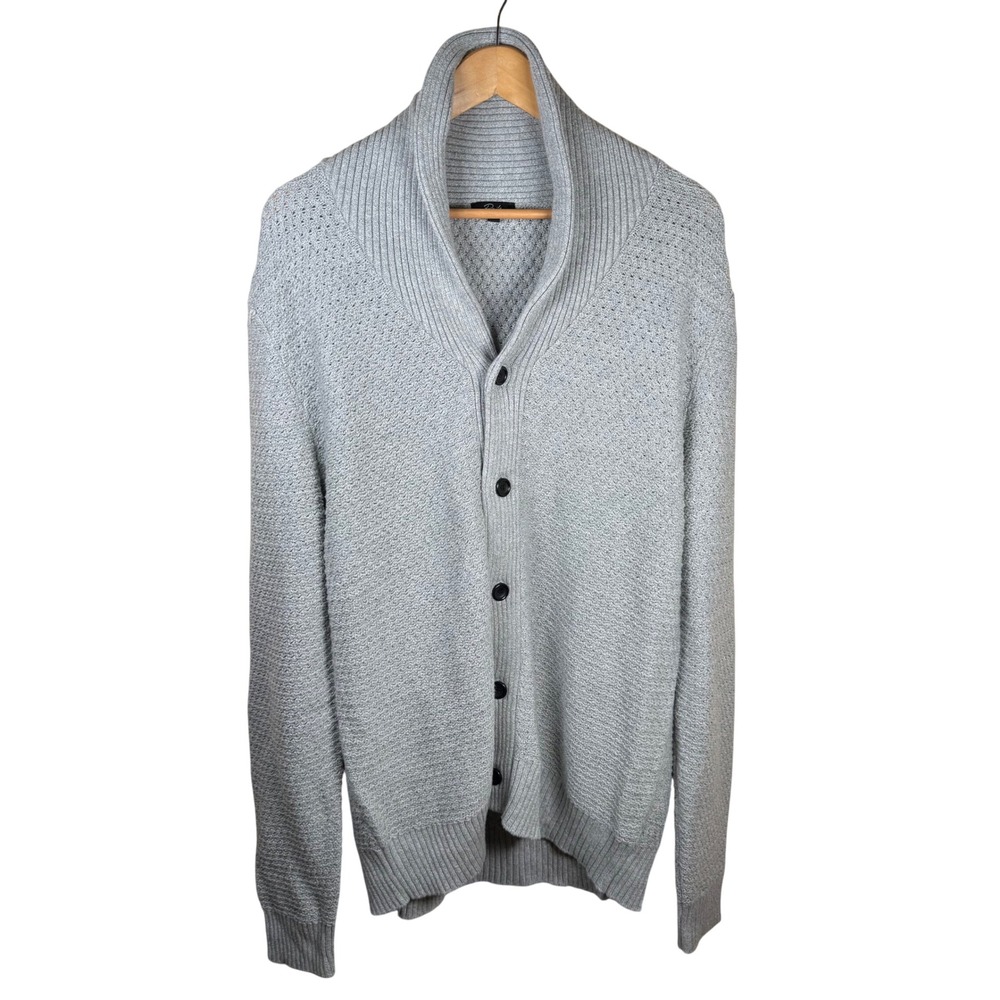 Rails Valiant Shawl Collar Cardigan Mens XL Stone Gray Transitional Quiet Luxury